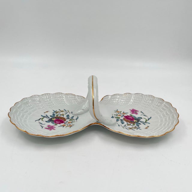 Ceramic Vintage Haviland Limoges Pondichery Double Scallop Shell Handled Serving Dish Compote Dish For Sale - Image 7 of 11