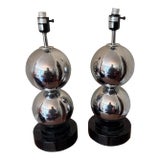 1970s Vintage Van Teal Chrome Ball Table Lamp ~ a Pair For Sale