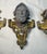 Victorian 4 Antique Ornate Victorian Face Gilt Bronze Metal Salvage Hardware Appliques For Sale - Image 3 of 9