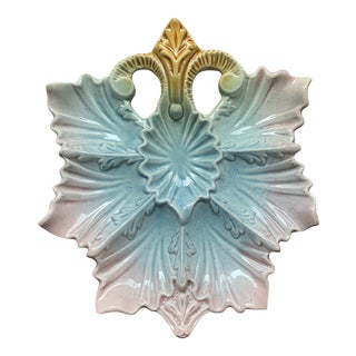 Late 19th Century Antique French Majolica Oyster Plate For Sale