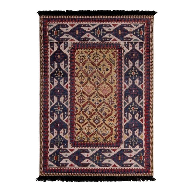 Rug & Kilim Seychour Style Rug, Red and Blue Geometric Pattern, 8x9 For Sale