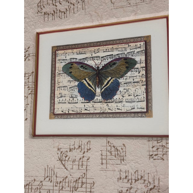 Pair of John Richard Collection Butterfly Music Sheet Framed Art For Sale - Image 4 of 12