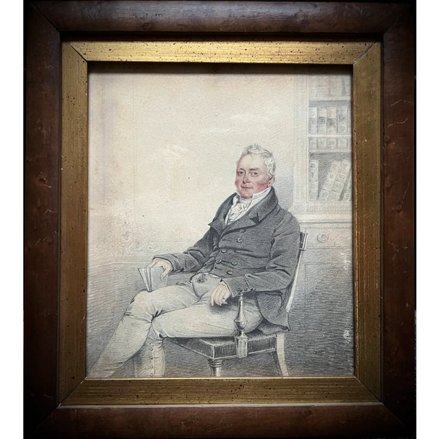 Traditional Antique Georgian Era Watercolor Portrait Paintings, Framed - a Pair For Sale - Image 3 of 5