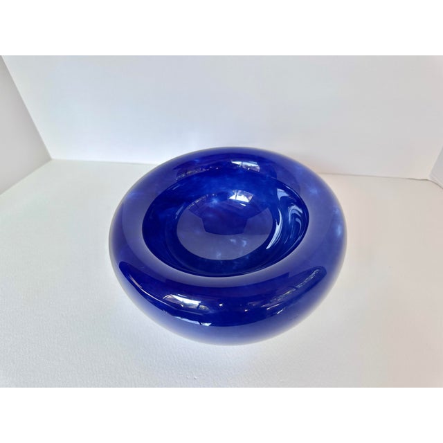 Blue Late 20th Century Modernist Blown Glass Centerpiece Bowl For Sale - Image 8 of 9