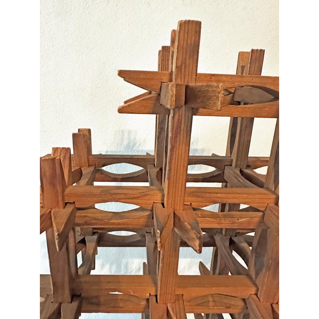 Antique Tramp Art Crown of Thorns Wooden Cross For Sale - Image 4 of 7