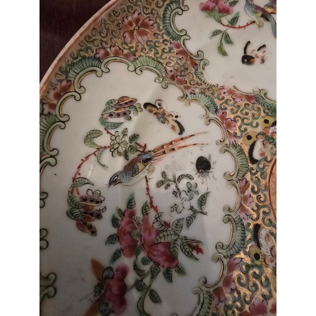Antique Chinese Porcelain Set of Six Rose Canton Plates For Sale In Boston - Image 6 of 17