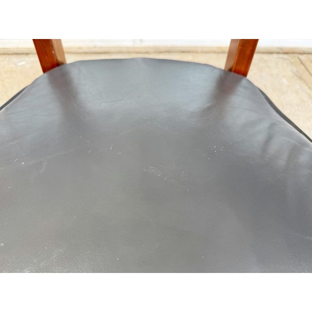 Vintage Blue Leather Office Chair With Nailhead Trim For Sale - Image 12 of 14