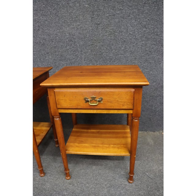 Stickley Pair of Cherry Valley Stickley Cherry Wood Nightstands For Sale - Image 4 of 15