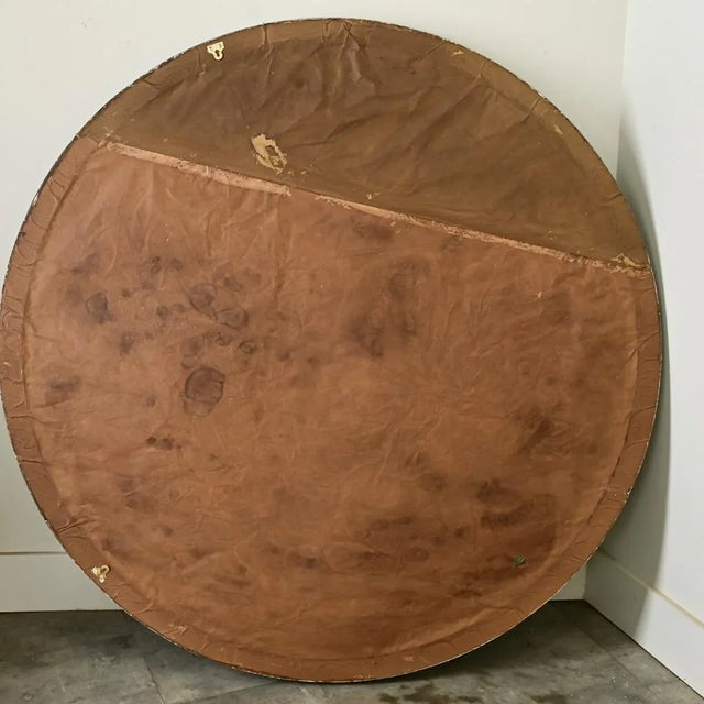 Gray French Vintage Architectural Round Window Mirror For Sale - Image 8 of 8