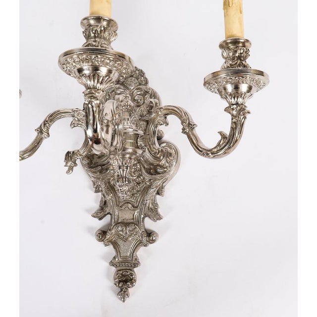 Antique French Silver Plated Wall Lights, 1890s, Set of 4 For Sale - Image 12 of 14