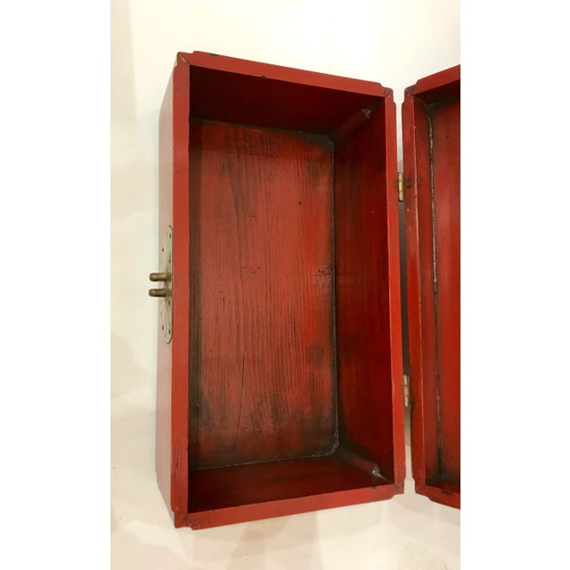 Red Antique Red & Black Lacquered Chinoiserie Chest For Sale - Image 8 of 12