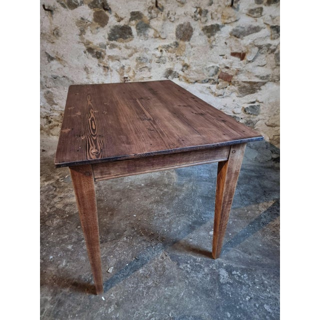 Wood Antique French Table with Drawer, 1920 For Sale - Image 7 of 14