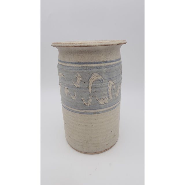Vintage Studio Pottery Tall Vase with Scraffito For Sale - Image 9 of 12
