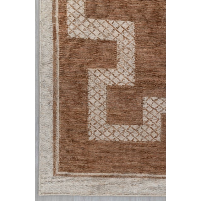 6x9Ft. Natural Brown Jute cream design Taureg Inspired Soumek Jute Hand Woven Rug For Sale - Image 9 of 12