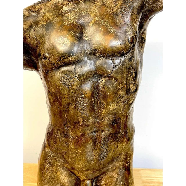 Mid 20th Century French Modern Bronzed Plaster Sculpture of a Male Nude Torso For Sale In West Palm - Image 6 of 13