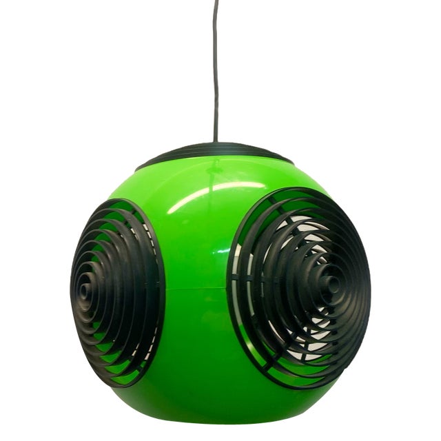Vintage Ufo Ceiling Lamp in Green Plastic and with Black Grids from Massive Lighting, 1970s For Sale