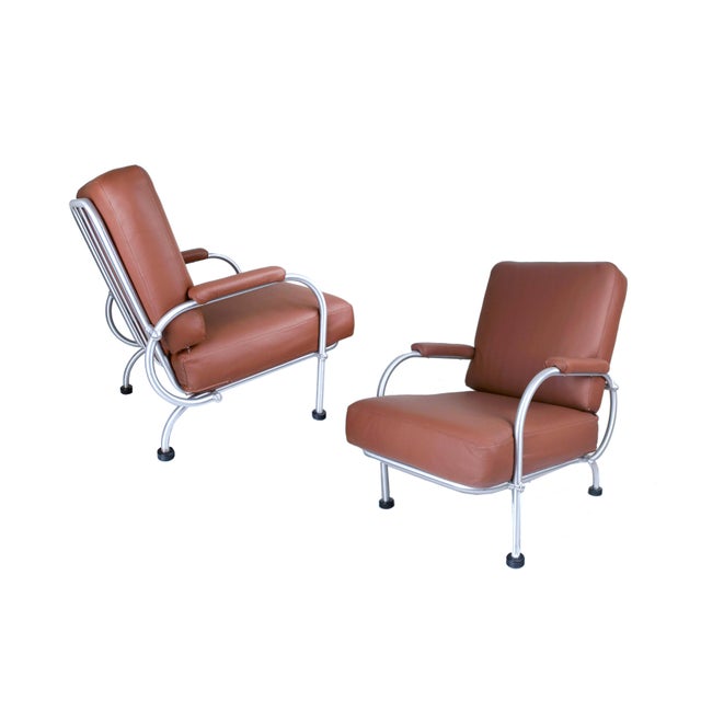 Modern Art Deco Lounge Chairs by Warren McArthur, Set of 2 For Sale - Image 3 of 14
