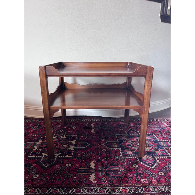 Vintage Georgian Style Two-Tier Mahogany Side table Scalloped Apron Edge Can be used in many ways such as End table, Tea...