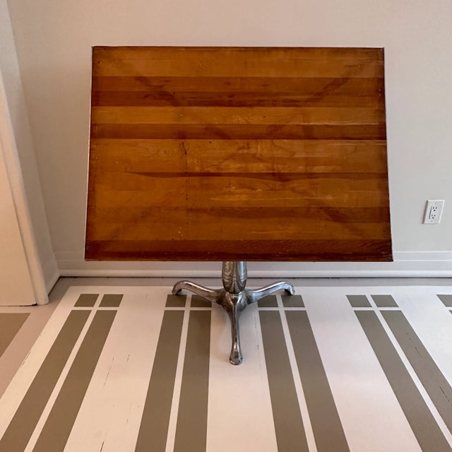 Brown Mid 20th Century Drafting Table With Chrome Base For Sale - Image 8 of 12