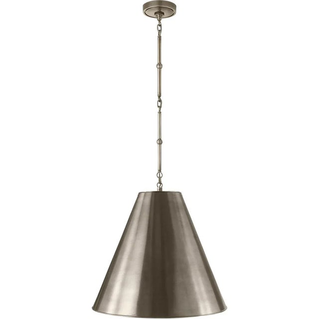 Goodman Medium Hanging Light in Antique Nickel with Antique Nickel Shade Designer: Thomas O'Brien Min. Custom Height: 20"...
