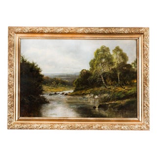 William Langley, Rural Landscape, 19th Century, Antique Oil on Canvas, Framed For Sale