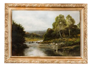 William Langley, Rural Landscape, 19th Century, Antique Oil on Canvas, Framed