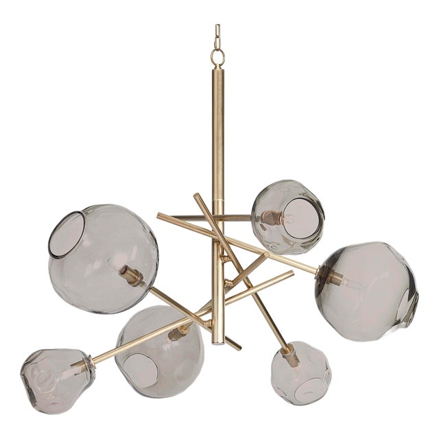 Regina Andrew Molten Chandelier With Smoke Glass (Natural Brass) For Sale