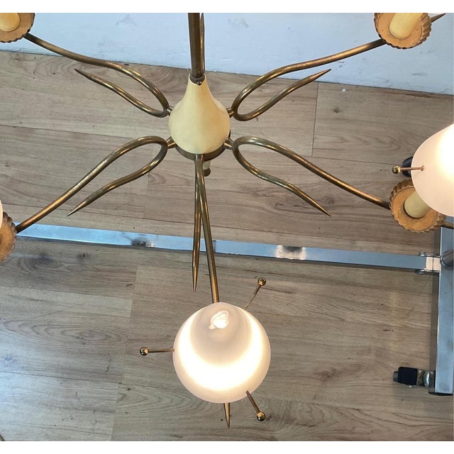 6 Light Chandelier attributed to Stilnovo, 1950s For Sale - Image 6 of 17