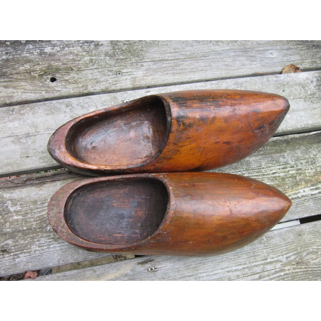 Wood Antique Late 1800s Wooden Clogs/ Shoes, From Germany For Sale - Image 7 of 11