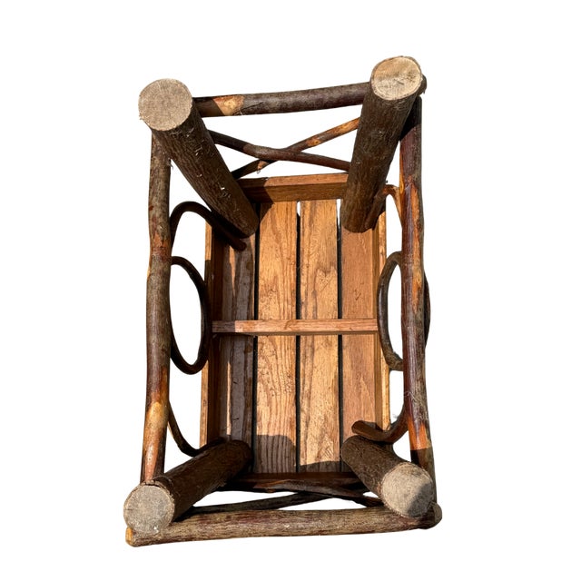 Late 20th Century Handcrafted Rustic Hickory Twig Rocking Chair With Matching Footstool Adirondack Lodge Style For Sale - Image 17 of 18