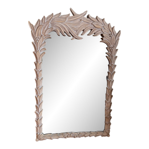 Serge Roche Style Palm Beach Frond Leaf Carved Mirror