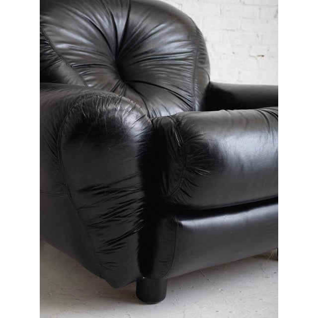Space Age Overstuffed Leather Lounge Chair For Sale - Image 11 of 13