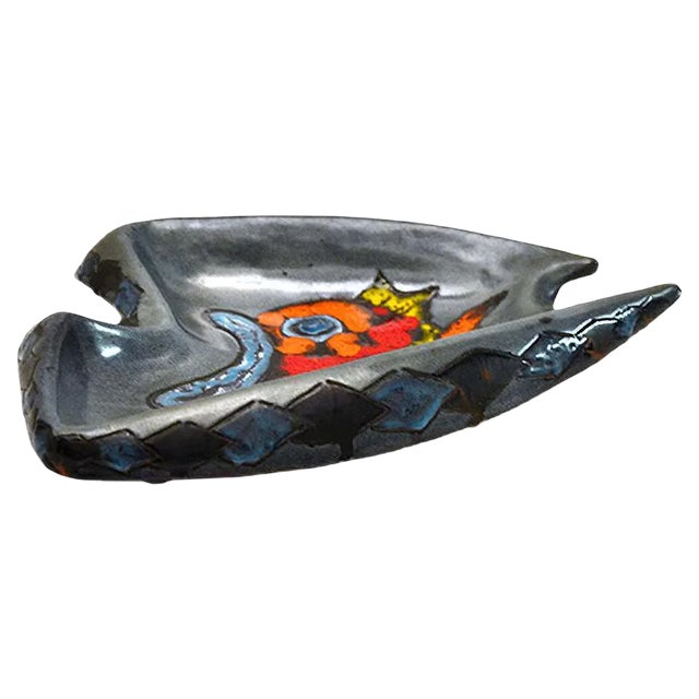 Glazed Ceramic Italian Fish Centerpiece, 1960s For Sale