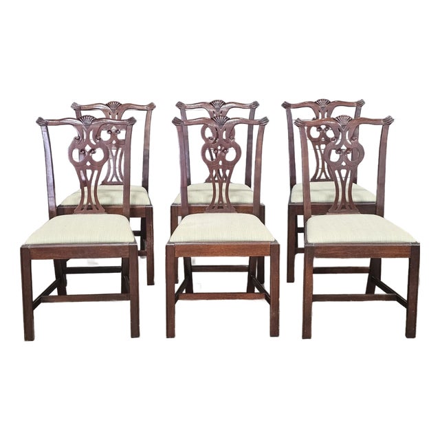 Set of Late 20th Century 6 Hickory Chair Chippendale Mahogany Dining Chairs For Sale