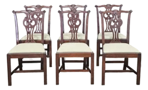 Set of Late 20th Century 6 Hickory Chair Chippendale Mahogany Dining Chairs