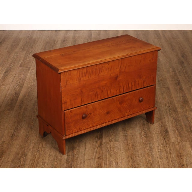 High Quality Antique American Made Country Maple And Poplar Blanket Chest With Lower Drawer. Features A Lift-Top...