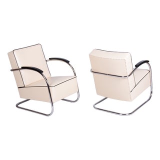 Bauhaus Leather FN21 Armchairs from Mücke-Melder, Czech, 1930s, Set of 2 For Sale