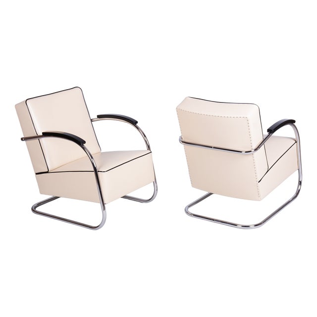 Bauhaus Leather FN21 Armchairs from Mücke-Melder, Czech, 1930s, Set of 2 For Sale