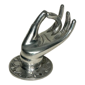 Vintage Aluminum Figural Hand Decorative Door Pull, Wall Mount, Towel, Jewelry Holder