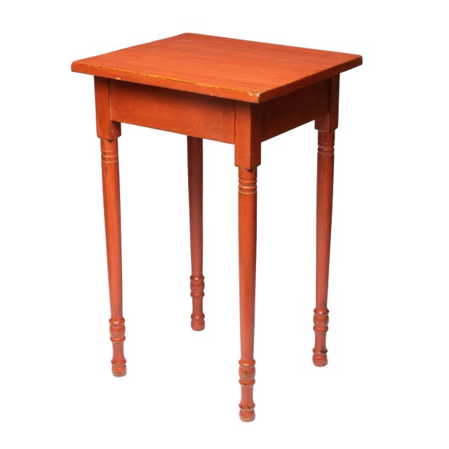 Wood American Country Sheraton Stand in Oxide Red Stain, 1825 For Sale - Image 7 of 7
