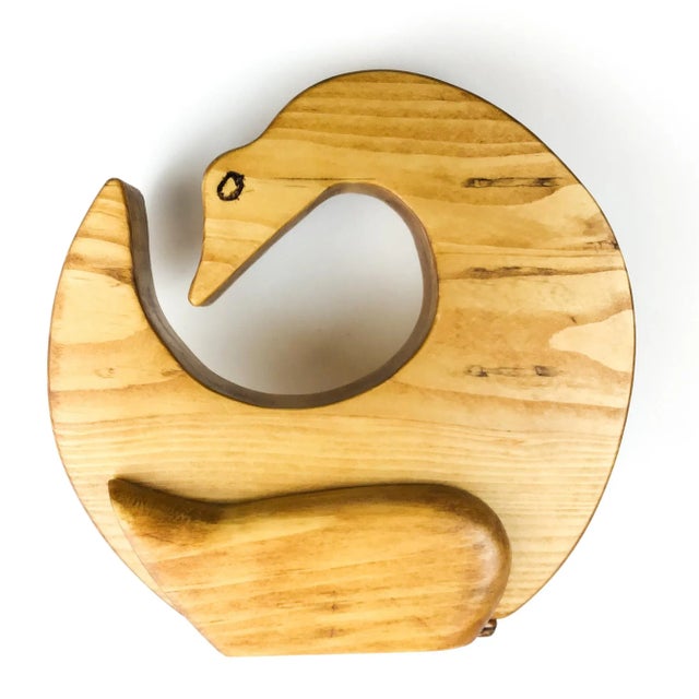 Solid Hand Carved Wood Folk Art Duck Bookends For Sale - Image 9 of 12