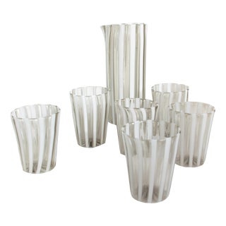 Modern Italian Murano Glasses and Pitcher by Mariana Iskra, 2004s, Set of 7 For Sale