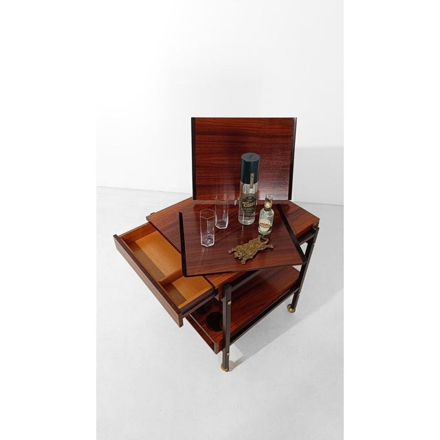 Mid-Century Modern Bar Cart with Removable Trays in Rosewood Veneer, 1970s For Sale - Image 4 of 18