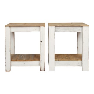 Custom Farmhouse Side Tables, a Pair For Sale