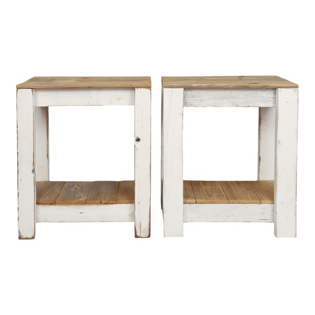 Custom Farmhouse Side Tables, a Pair For Sale