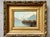 Traditional Antique Continental Mountainous Riverscape With Island and Boat, Oil on Board For Sale - Image 3 of 10