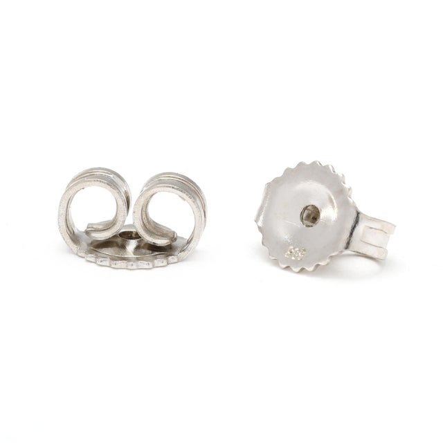 Early 21st Century 1.3ctw Emerald and Diamond Pear Dangle Earrings, 14k White Gold, Length .75 In, A Pair For Sale - Image 5 of 5