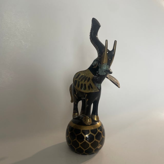 Mid-Century Modern Brass & Enamel Elephant Bell For Sale - Image 3 of 4