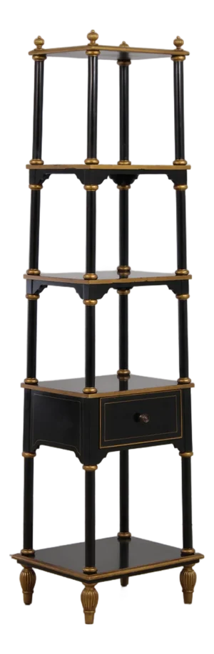 Regency Black & Gold 5 Tier Etagere Bookshelf