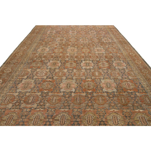 Floral-Designed Antique Persian Malayer Wool Rug in Gray and Rust (Circa 1890s) For Sale - Image 9 of 10